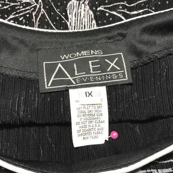 Alex Evenings Floral Glitter Scoop Neck Sleeveless Pullover Blouse 1X - Picture 3 of 4